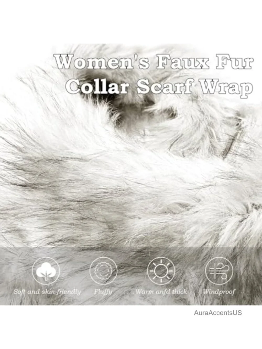 Faux Fur Wrap Shawl 1.7m Long with Fox Trim Heavy Winter Bridal Wedding Scarf
